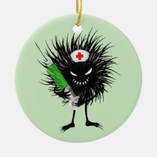 Funny Evil Bug Nurse mit Spritze Keramik Ornament
