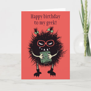Funny Evil Bug Student Lieben lesen Geek Birthday Karte