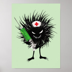 Funny Evil Character Nurse Syringe Gothic Poster
