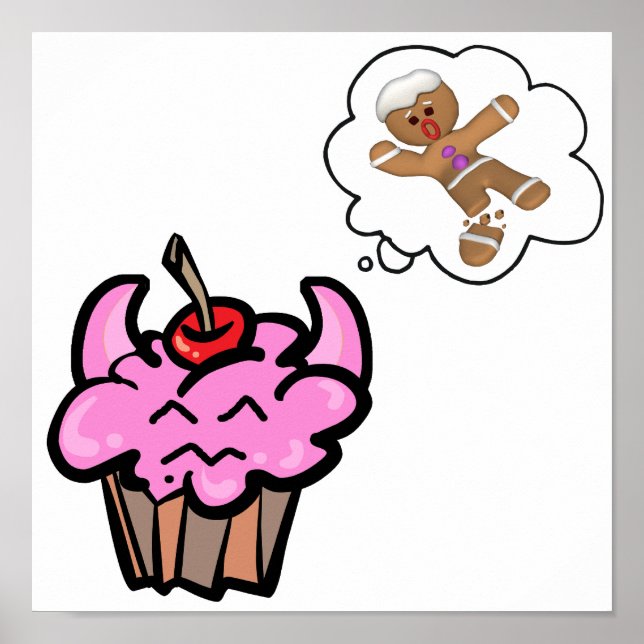 Funny Evil Cooker Killer Cupcake Poster (Vorne)