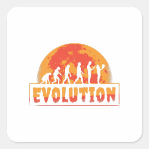 Funny Evolution From Monkey to Zombie Quadratischer Aufkleber