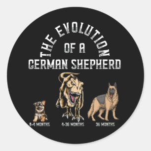Funny Evolution German Shepherd Dinosaurus Pet Dog Runder Aufkleber