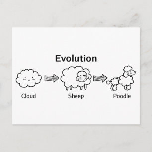 Funny evolution of cloud into sheep and poodle postkarte