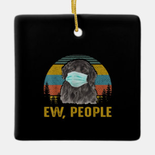 Funny Ew People Vintag Retro Neufundland Hund Keramikornament