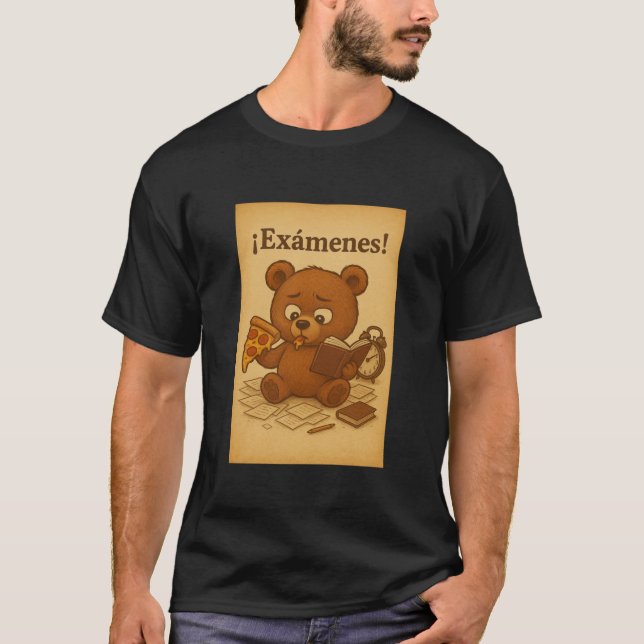 Funny Exam Stress Bär | Niedliche Studie Meme Illu T-Shirt (Vorderseite)