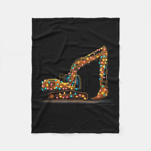Funny Excavator Christmas Graphics Lights Lover  Fleecedecke (Vorderseite)