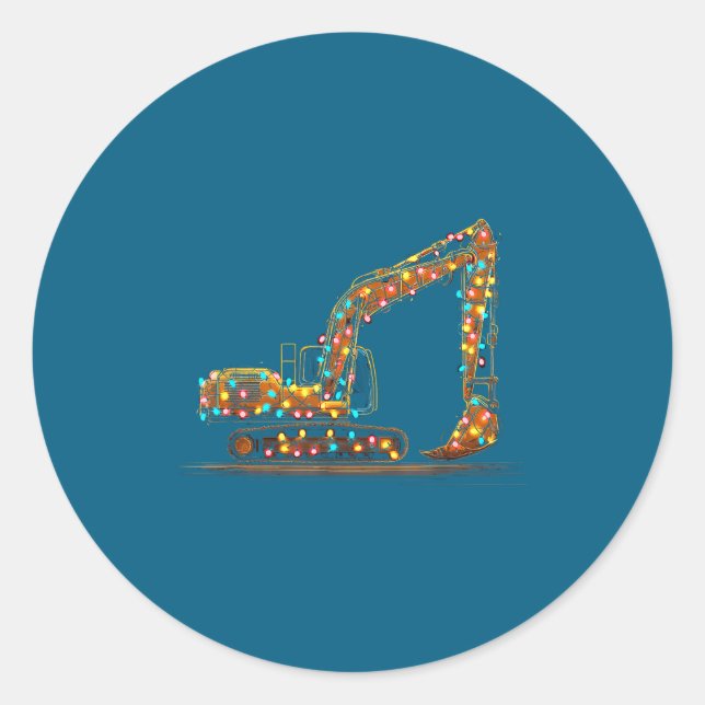 Funny Excavator Christmas Graphics Lights Lover  Runder Aufkleber (Vorderseite)