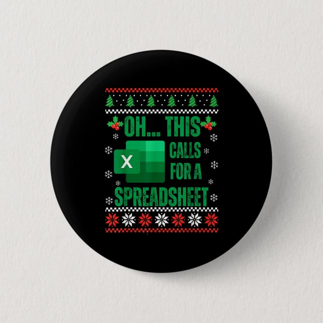 Funny Excel Spreadsheets Christmas Sweater Lover A Button (Vorderseite)