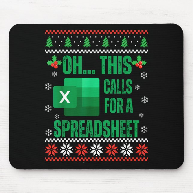 Funny Excel Spreadsheets Christmas Sweater Lover A Mousepad (Vorne)