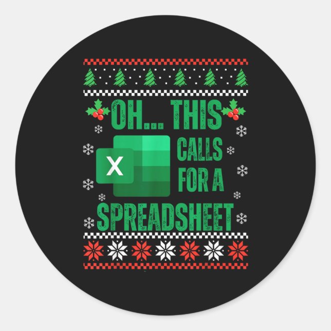 Funny Excel Spreadsheets Christmas Sweater Lover A Runder Aufkleber (Vorderseite)
