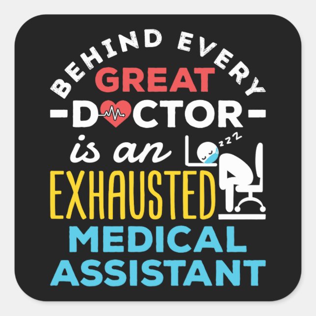 Funny Exhausted Medical Assistant CMA Quadratischer Aufkleber (Vorderseite)