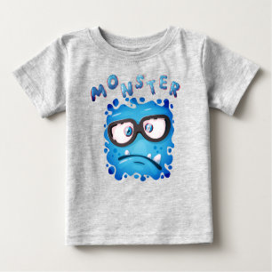 Funny Expressions Dunkles blaues Monster-Gesicht Baby T-shirt