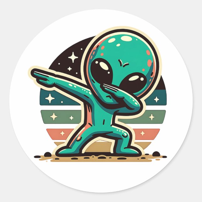 Funny Extraterrestristristrial Alien Dabbing Runder Aufkleber (Vorderseite)