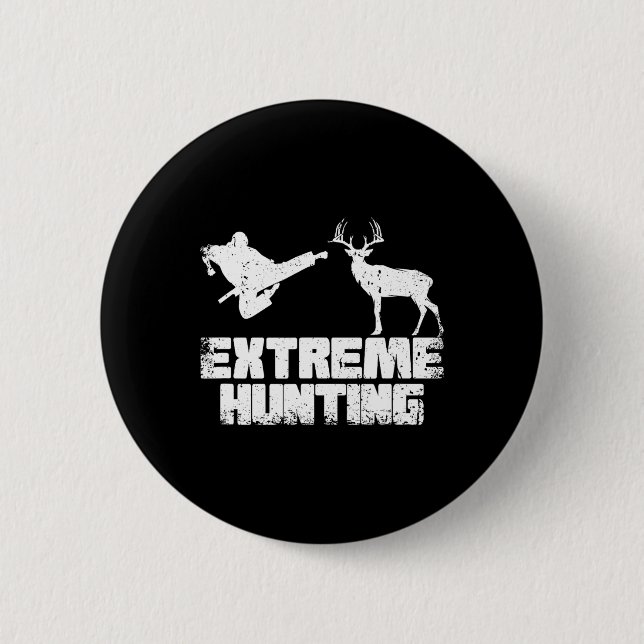 Funny Extreme Jagd Deer Karate Karate Button (Vorderseite)