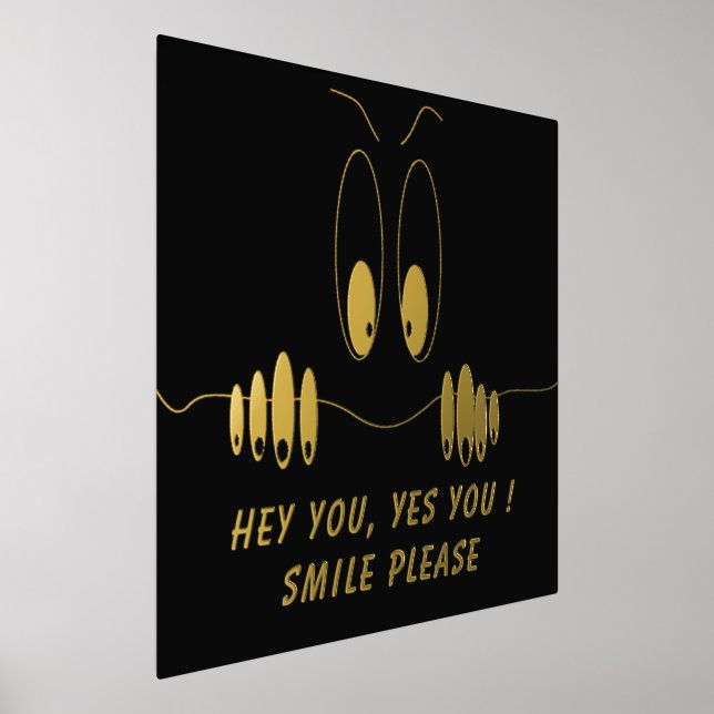 Funny Eyes Black Gold Foil Print Poster mit Text (Ablage )