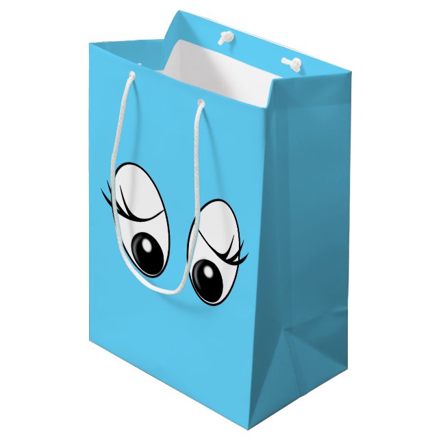 Funny Eyes Geschenktasche wählen Farbe Mittlere Geschenktüte (Vorderseite Schrägansicht)