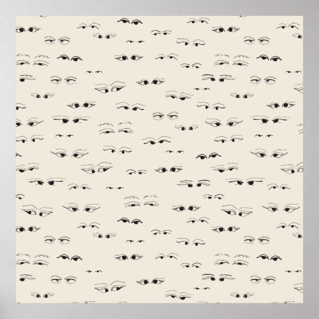 Funny eyes ink zeichne feines Kunstmuster Poster (Vorne)