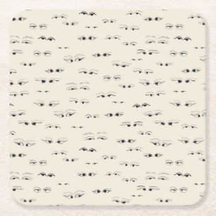 Funny eyes ink zeichne feines Kunstmuster Rechteckiger Pappuntersetzer