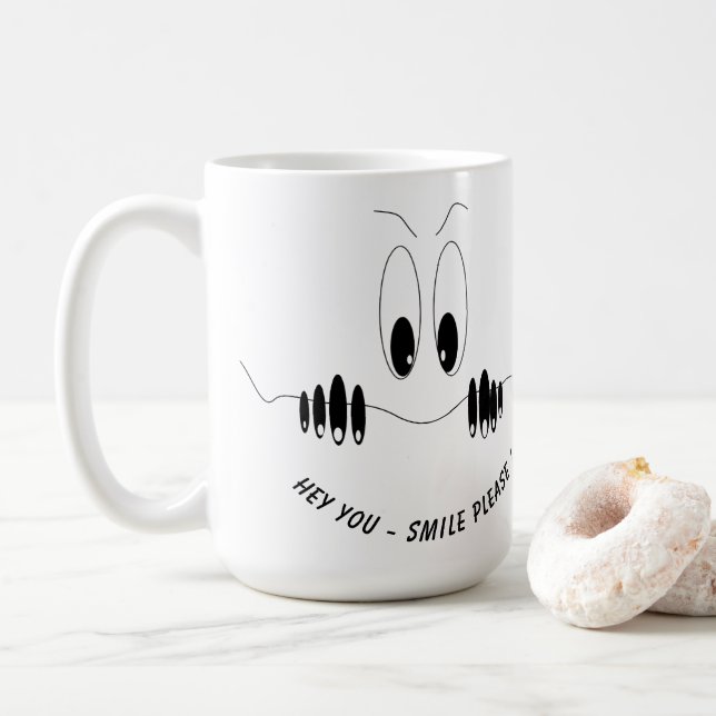 Funny Eyes Tasse Lächeln - Eigener Text (Mit Donut)