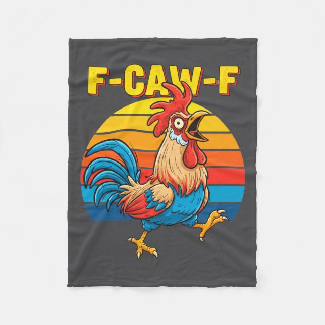 Funny F Awk F Chicken F Caw F Rooster Pun Retro Cl Fleecedecke (Vorderseite)
