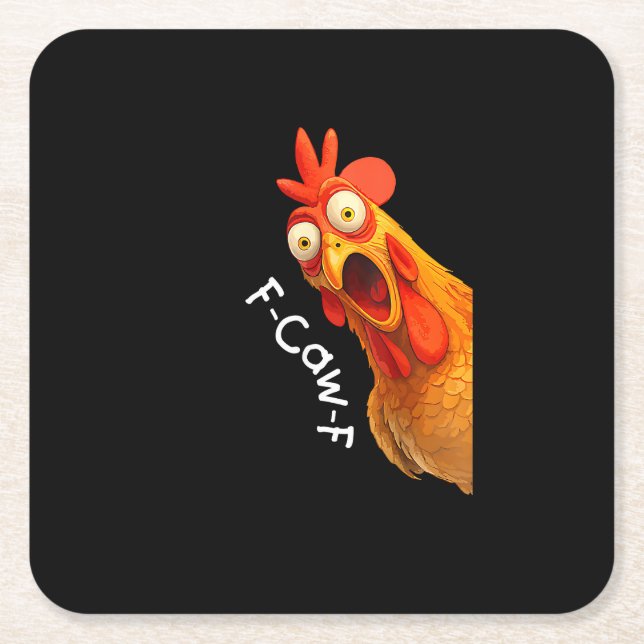 Funny F-Caw-F Chicken F-Caw-F Chicken Creative Cas Rechteckiger Pappuntersetzer (Vorderseite)