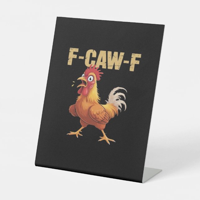Funny F-Caw-F Chicken Retro Style Sockelschild (Vorderseite)