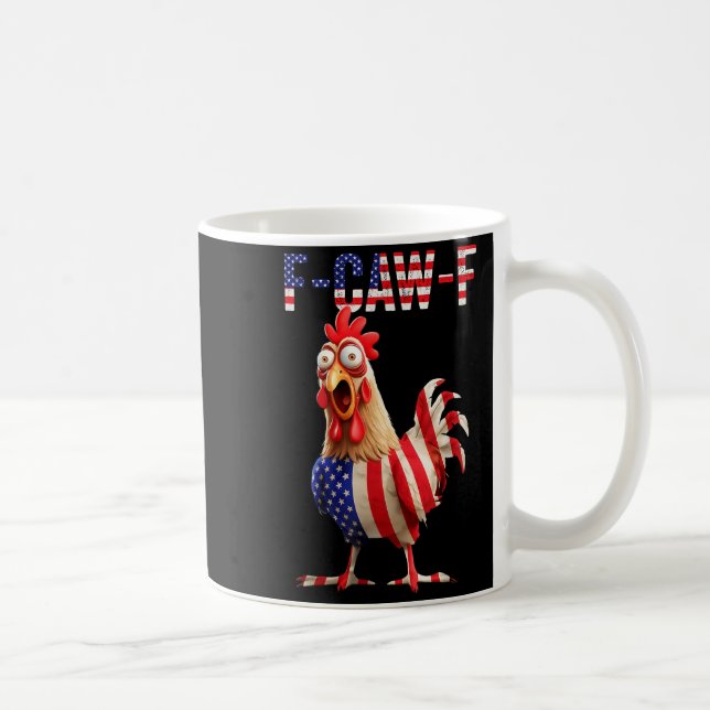 Funny F-caw-f Chicken Usa Flag Fcawf American Chic Kaffeetasse (Rechts)