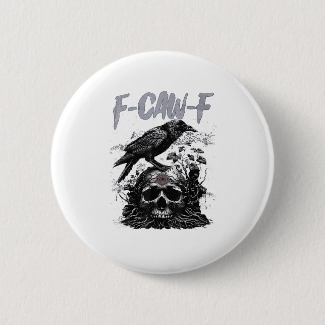Funny F-Caw-F Crow Funny Halloween Retro Classic Button (Vorderseite)