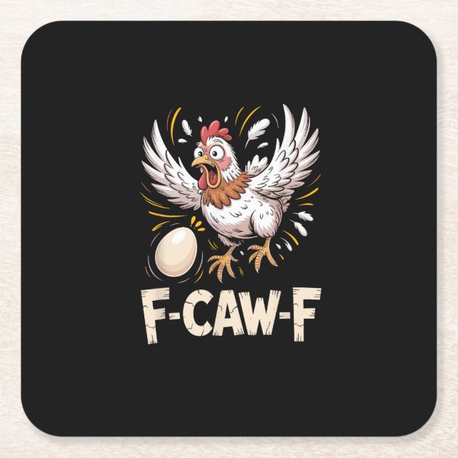 Funny F-Caw-F Hen Creative Casual Rechteckiger Pappuntersetzer (Vorderseite)