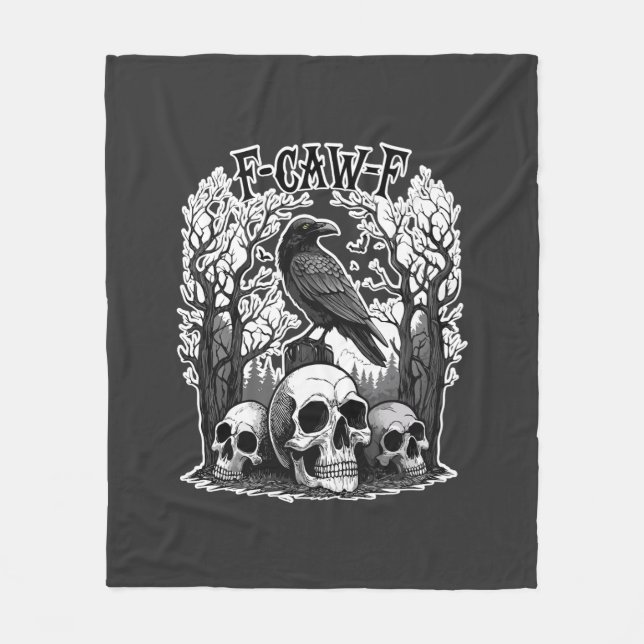 Funny F Caw F Raven Halloween Fleecedecke (Vorderseite)