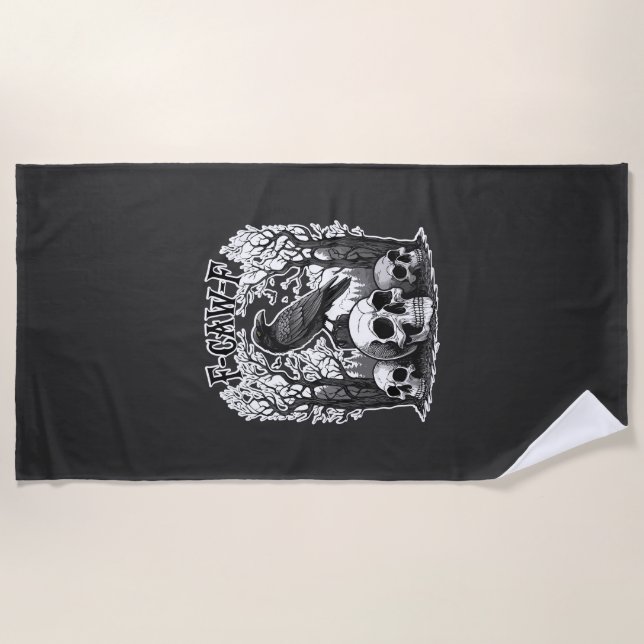 Funny F Caw F Raven Halloween Strandtuch (Vorderseite)