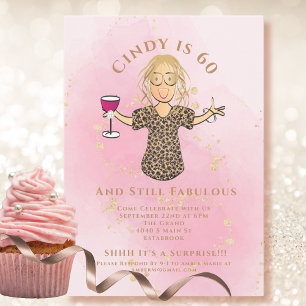 Funny Fabulous 60 Blush Pink Gold 60. Geburtstag Einladung