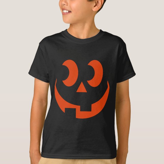 Funny Face Albern Pumpkin Kürbislaterne T-Shirt (Vorderseite)
