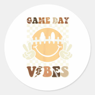 Funny Face American Football Game Day Vibes Sport Runder Aufkleber