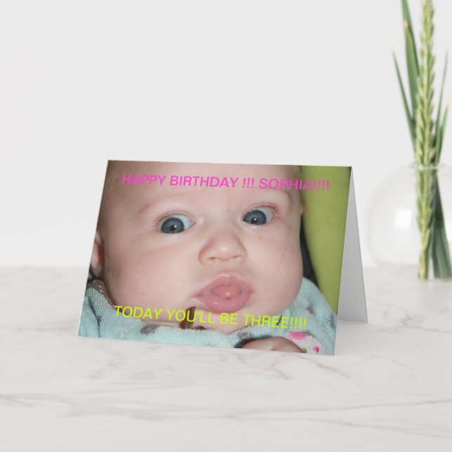 FUNNY FACE BIRTHDAY CARD for Three Year OLD Karte (Vorderseite)