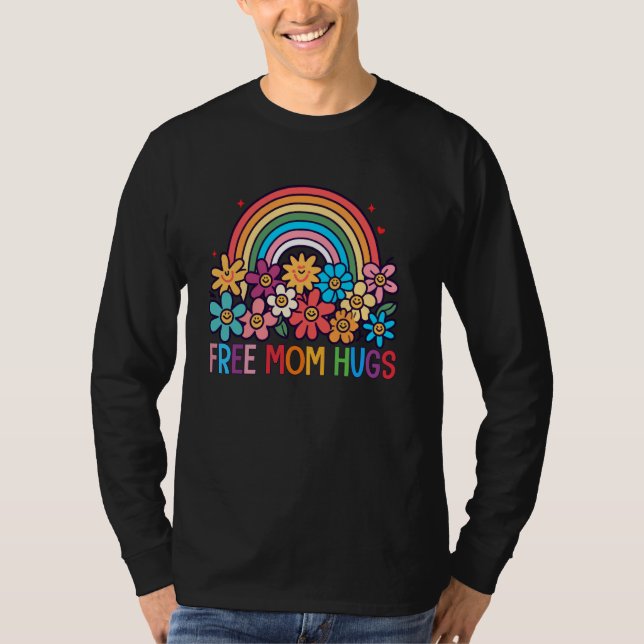 Funny Face Blume Freie Mama Schläger, Regenbogen G T-Shirt (Vorderseite)