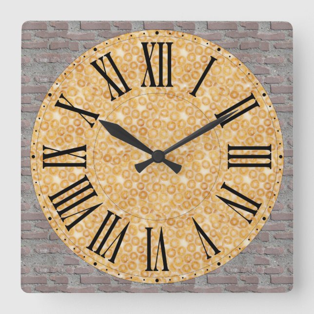 Funny Face / Brick Wall Background Roman Numeral Quadratische Wanduhr (Vorderseite)