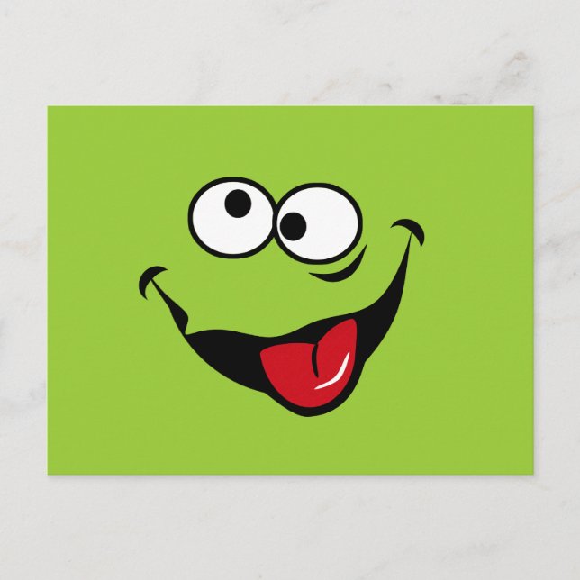 Funny face Cartoon blauer Hintergrund Postkarte (Vorderseite)