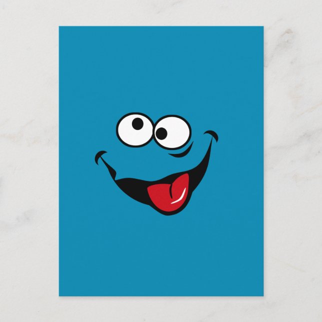 Funny face Cartoon blauer Hintergrund Postkarte (Vorderseite)
