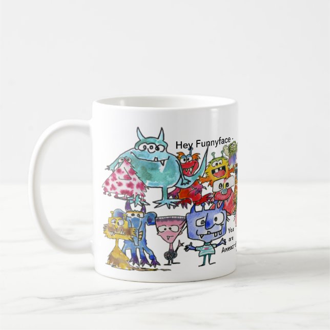 Funny Face Cartoon Monsters Tasse (Links)