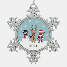 Funny Face Mask Santa Reindeer Snowman Schneeflocken Zinn-Ornament