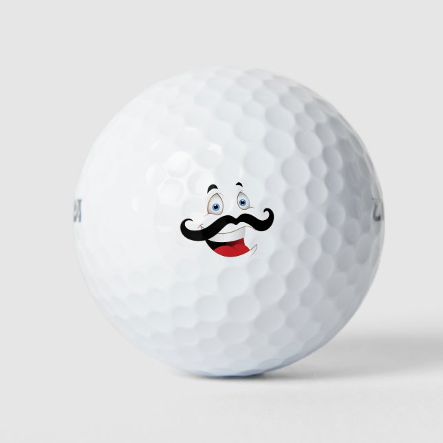 Funny Face mit Mustache Golfball (Vorderseite)