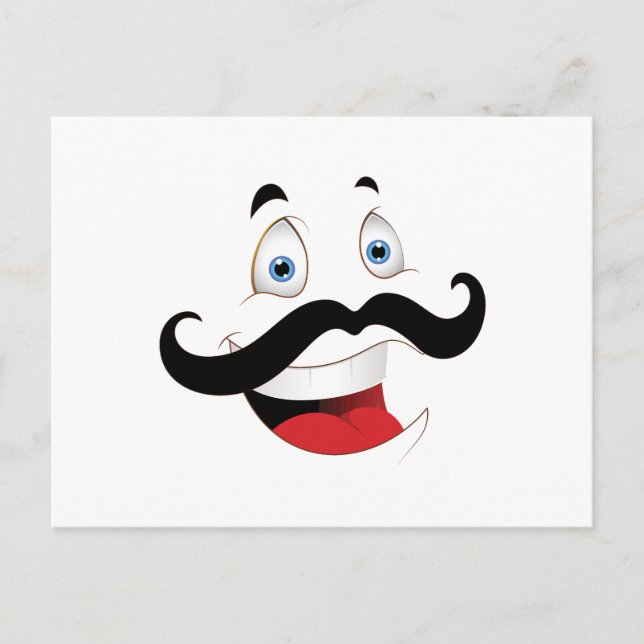 Funny Face mit Mustache Postkarte (Vorderseite)