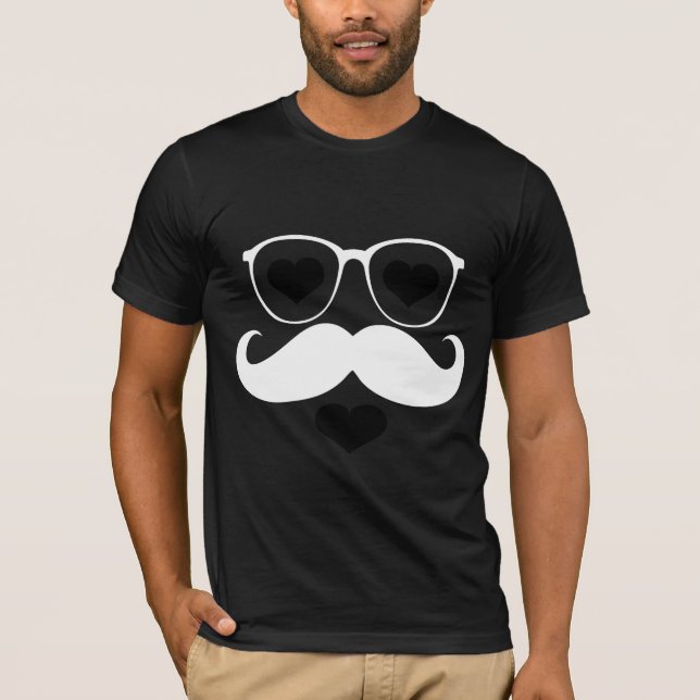 Funny Face mit Mustache T-Shirt (Vorderseite)