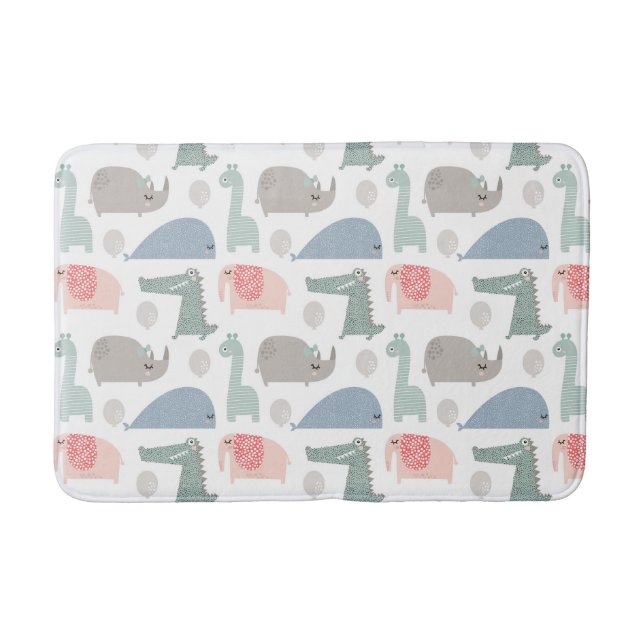 Funny Face Niedlich Doodle Tiermuster Badematte (Vorderseite)