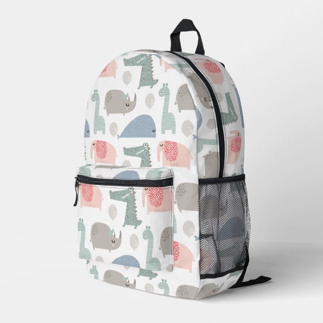 Funny Face Niedlich Doodle Tiermuster Bedruckter Rucksack (Rückseitige Ecke Rechts)