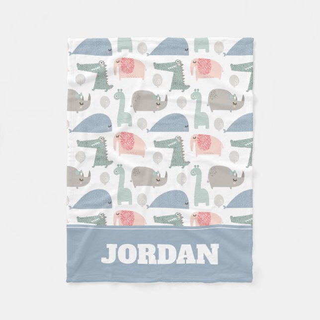 Funny Face Niedlich Doodle Tiermuster Fleecedecke (Vorderseite)