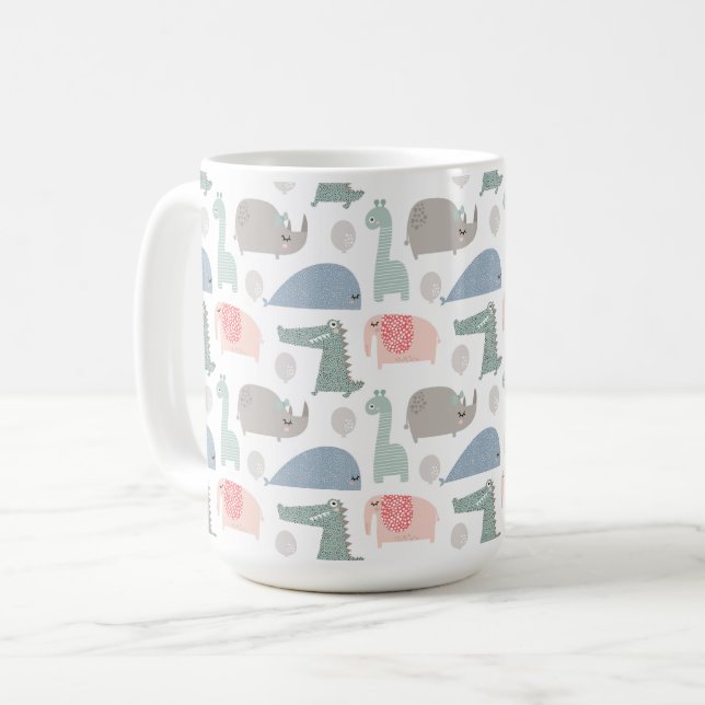 Funny Face Niedlich Doodle Tiermuster Kaffeetasse (Vorderseite Links)