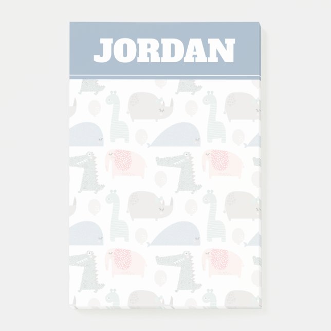 Funny Face Niedlich Doodle Tiermuster Post-it Klebezettel (Vorderseite)