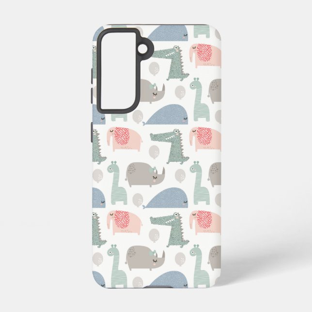 Funny Face Niedlich Doodle Tiermuster Samsung Galaxy Hülle (Rückseite)